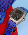 Bespoke Watch Strap in Electric Blue Himalayan Crocodile