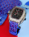 Bespoke Watch Strap in Electric Blue Himalayan Crocodile