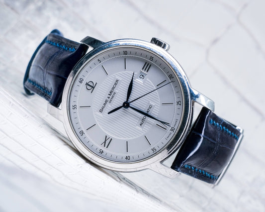 Bespoke Watch Strap in Navy Blue Crocodile
