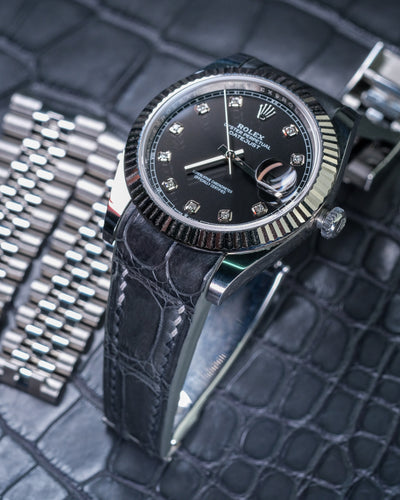 Bespoke Watch Strap in Matte Black Alligator