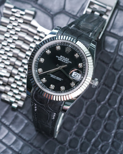 Bespoke Watch Strap in Matte Black Alligator