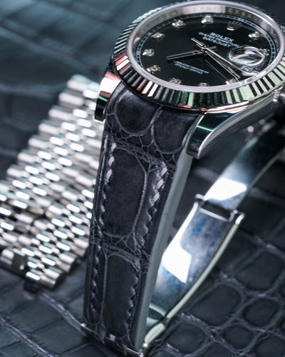 Bespoke Watch Strap in Matte Black Alligator