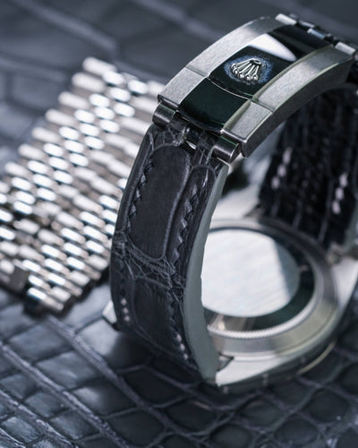 Bespoke Watch Strap in Matte Black Alligator