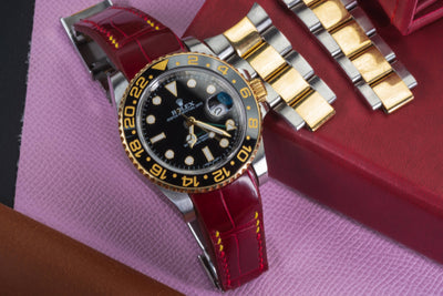 Bespoke Watch Strap in Maroon Red Crocodile