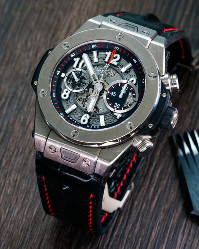 Bespoke Watch Strap in Black Crocodile