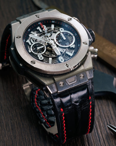 Bespoke Watch Strap in Black Crocodile