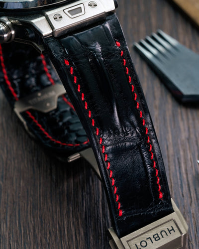 Bespoke Watch Strap in Black Crocodile