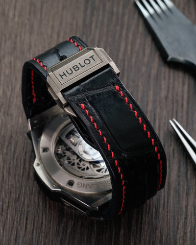 Bespoke Watch Strap in Black Crocodile