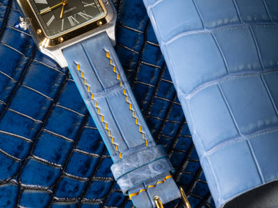 Bespoke Watch Strap in Baby Blue Himalayan Crocodile