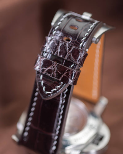 Bespoke Watch Strap in Reddish Brown Crocodile