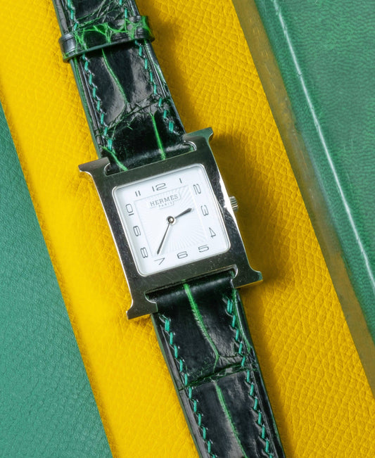 Bespoke Watch Strap in Hunter Green Crocodile
