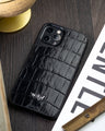 Bespoke IPhone Cover in Black Crocodile