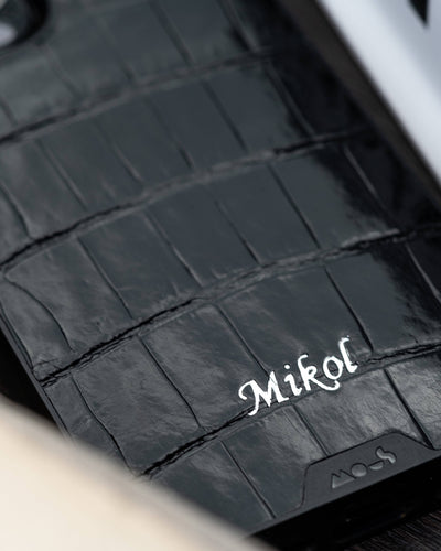 Bespoke IPhone Cover in Black Crocodile
