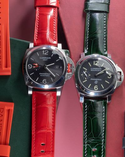 Bespoke Watch Straps in Ferrari Red & Hunter Green Crocodile