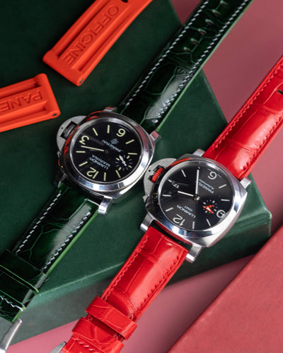 Bespoke Watch Straps in Ferrari Red & Hunter Green Crocodile