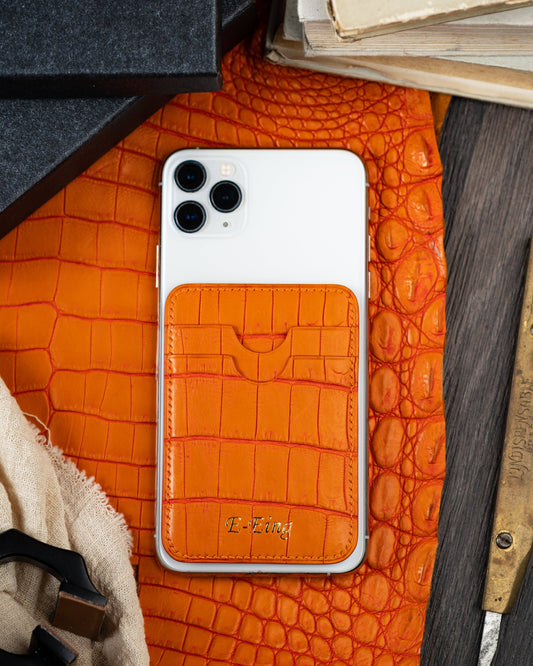 Bespoke Card Holder in 2 Tone Orange Crocodile