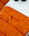 Bespoke Card Holder in 2 Tone Orange Crocodile