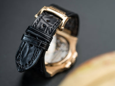 Bespoke Watch Strap in Black Crocodile