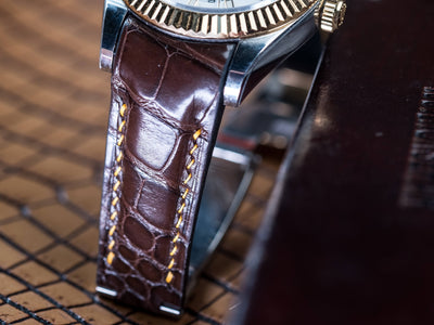 Bespoke Watch Strap in Brown Crocodile