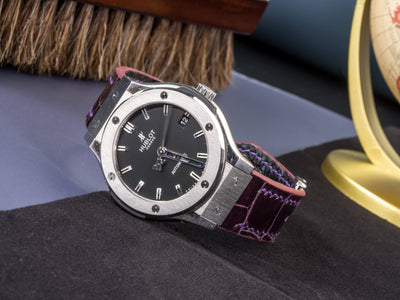 Bespoke Watch Strap in Lavender Purple Crocodile