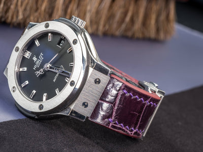 Bespoke Watch Strap in Lavender Purple Crocodile
