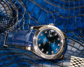 Bespoke Watch Strap in Navy Blue Crocodile