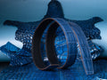 Bespoke Reversible Belt in Electric Blue Crocodile & Black Box
