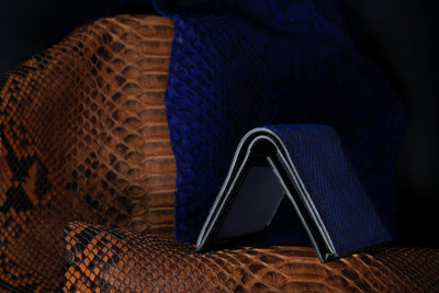 Bespoke Bifold Wallet in Electric Blue Python