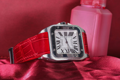 Bespoke Watch Strap in Ferrari Red Crocodile