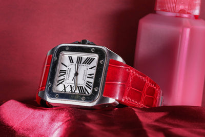 Bespoke Watch Strap in Ferrari Red Crocodile