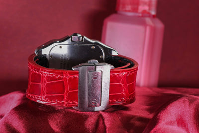 Bespoke Watch Strap in Ferrari Red Crocodile