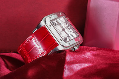 Bespoke Watch Strap in Ferrari Red Crocodile