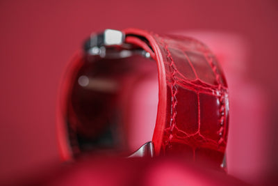 Bespoke Watch Strap in Ferrari Red Crocodile