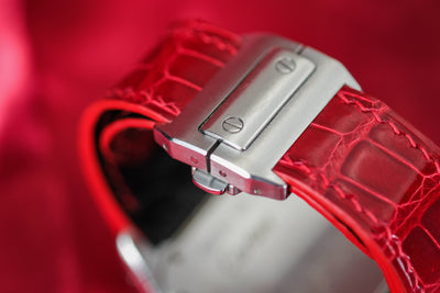 Bespoke Watch Strap in Ferrari Red Crocodile