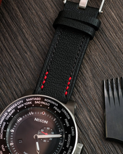 Bespoke Watch Strap in Black Chevre