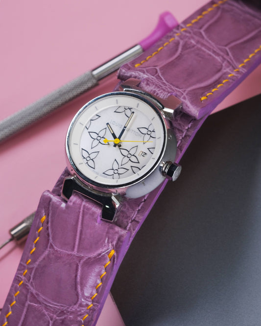 Bespoke Watch Strap in Lavender Purple Crocodile