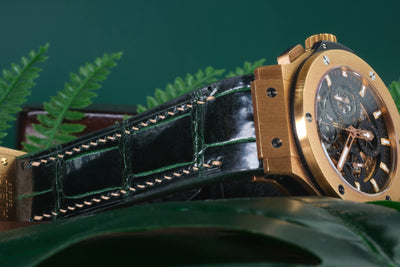 Bespoke Watch Strap in Hunter Green Crocodile