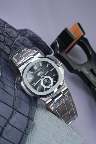 Bespoke Watch Strap in Grey Crocodile