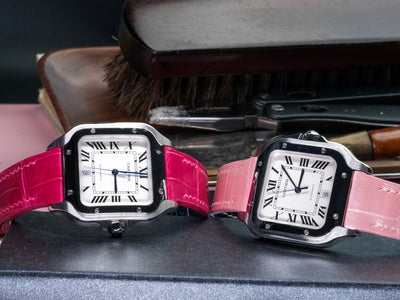 Bespoke Watch Straps in Baby Pink & Fuchsia Pink Crocodile