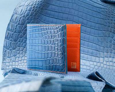 Bespoke Bifold Wallet in Baby Blue Himalayan Crocodile