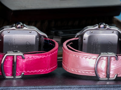 Bespoke Watch Straps in Baby Pink & Fuchsia Pink Crocodile