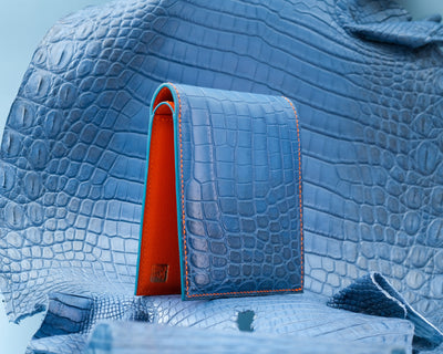 Bespoke Bifold Wallet in Baby Blue Himalayan Crocodile