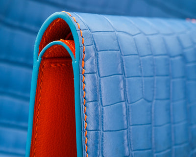 Bespoke Bifold Wallet in Baby Blue Himalayan Crocodile