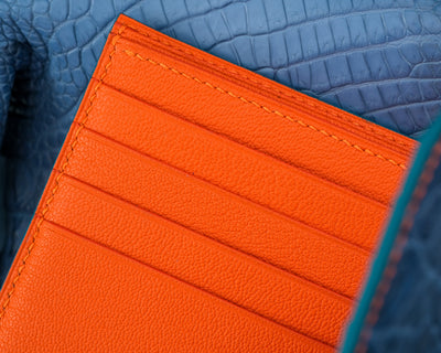 Bespoke Bifold Wallet in Baby Blue Himalayan Crocodile