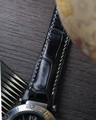 Bespoke Watch Strap in Black Crocodile