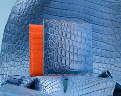 Bespoke Bifold Wallet in Baby Blue Himalayan Crocodile