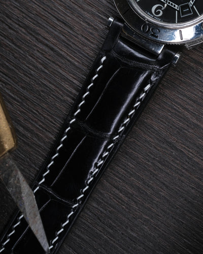 Bespoke Watch Strap in Black Crocodile