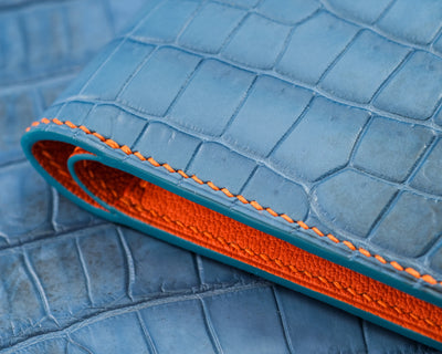 Bespoke Bifold Wallet in Baby Blue Himalayan Crocodile