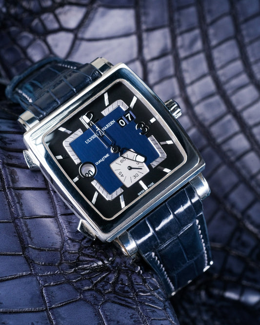 Bespoke Watch Strap in Peacock Blue Crocodile