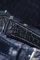 Bespoke Watch Strap in Peacock Blue Crocodile